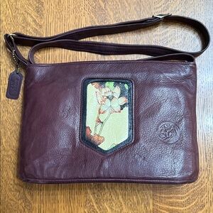 PAM BRONK leather artist original bag in oxblood red leather & Water Lily design